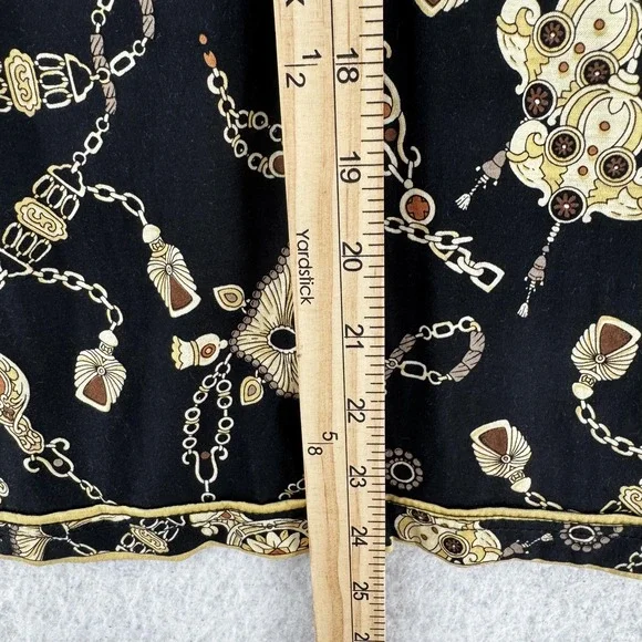 Jean Michel Polo Shirt Womens Medium Black Gold Chain Print Vintage 90s Designer - Picture 5 of 7